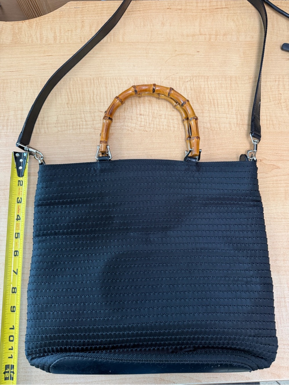 Gucci Vintage Black 2 way Bag with Bamboo Handle & sling